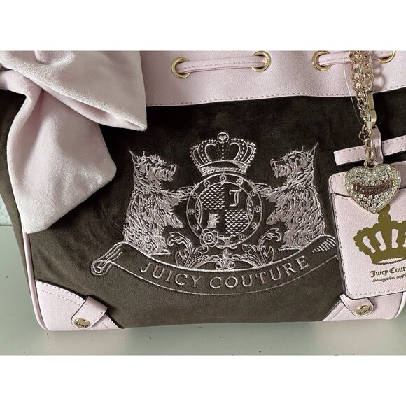 Juicy Couture Classic Scottie Dogs Tote Chocolate Pink Daydreamer Viral NEW - Picture 3 of 16